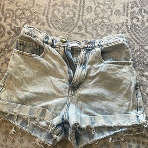 American apparel light wash distressed jeans shorts
